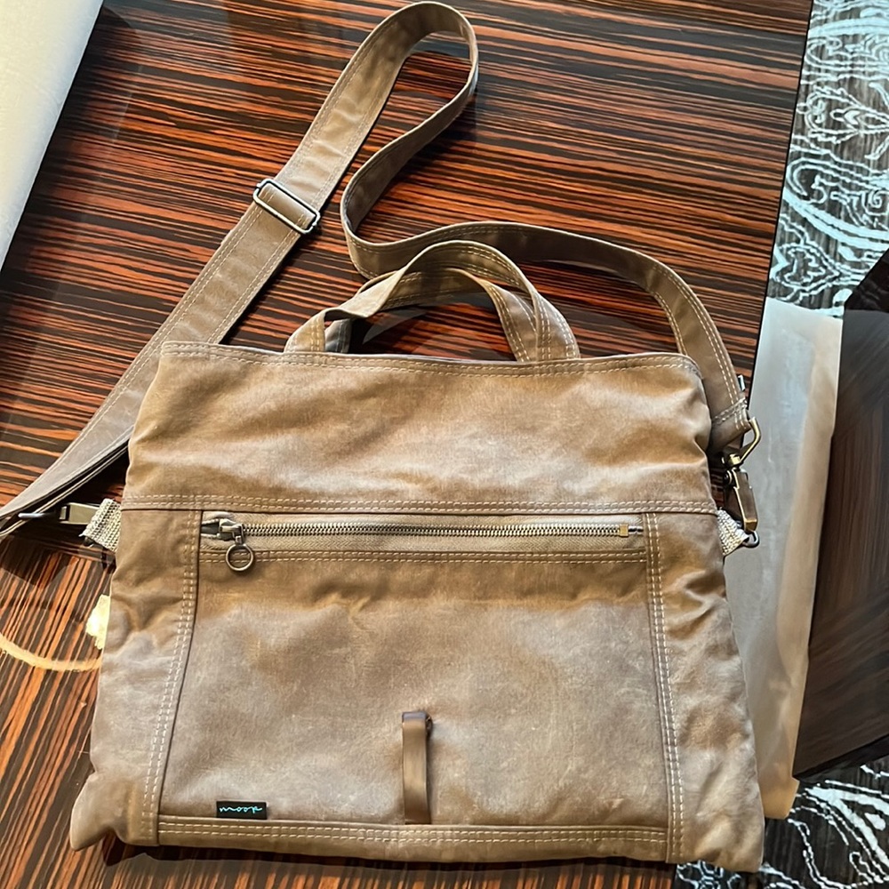 MOOP PAPERBACK Crossbody Waxed Canvas bag in Stone